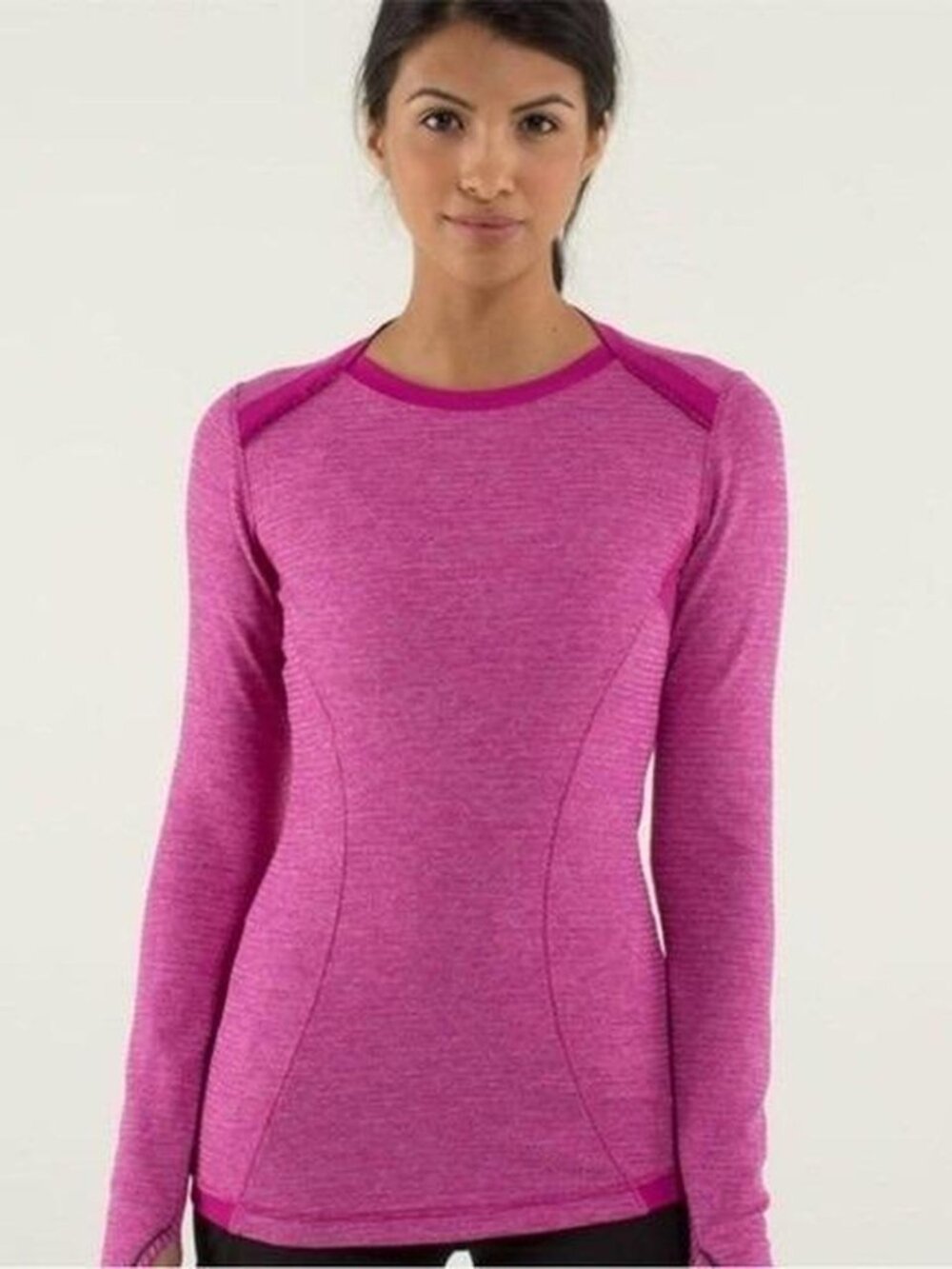 Lululemon Pink Space Dye Long Sleeve Ribbed Base Runner Top